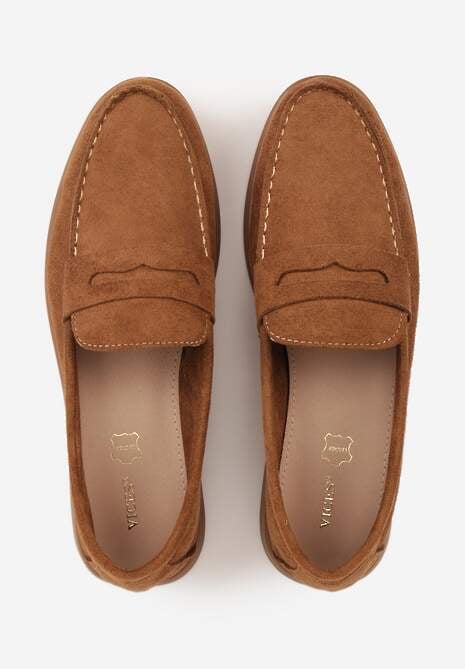 Brązowe Mokasyny Casual VICES z Imitacji Zamszu z Wkładką ze Skóry Naturalnej Sheiris 6