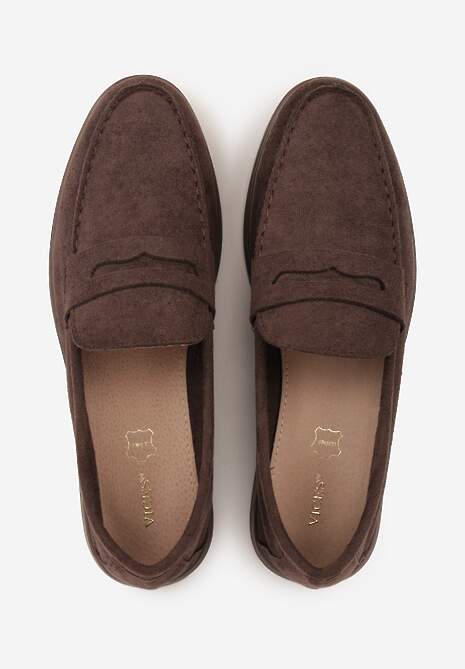 Ciemnobrązowe Mokasyny Casual VICES z Imitacji Zamszu z Wkładką ze Skóry Naturalnej Sheiris 6