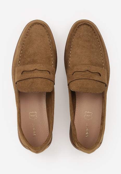 Ciemnobeżowe Mokasyny Casual VICES z Imitacji Zamszu z Wkładką ze Skóry Naturalnej Sheiris 6