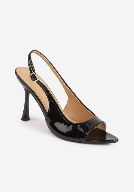 Czarne Sandały VICES na Szpilce z Lakierowanym Wykończeniem Nesamenis 5