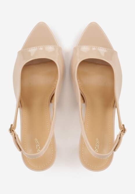 Ciemnobeżowe Sandały VICES na Szpilce z Lakierowanym Wykończeniem Nesamenis 6