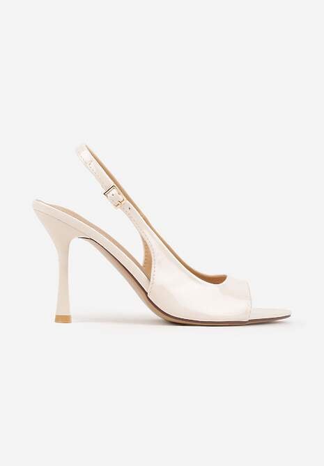 Beżowe Sandały VICES na Szpilce z Lakierowanym Wykończeniem Nesamenis 4