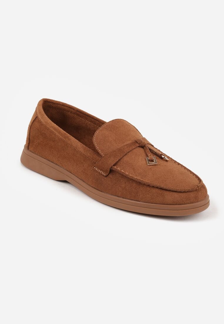 Jasnobrązowe Mokasyny VICES Casualowe ze Skórzaną Wkładką i Metalowymi Ozdobami Dinsmore 5