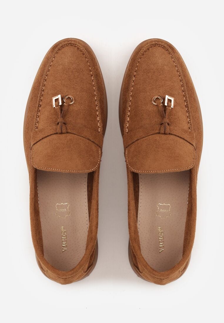 Jasnobrązowe Mokasyny VICES Casualowe ze Skórzaną Wkładką i Metalowymi Ozdobami Dinsmore 6