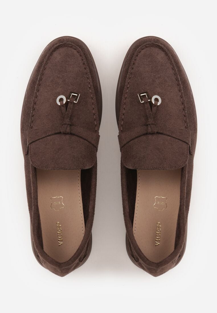 Ciemnobrązowe Mokasyny VICES Casualowe ze Skórzaną Wkładką i Metalowymi Ozdobami Dinsmore 6