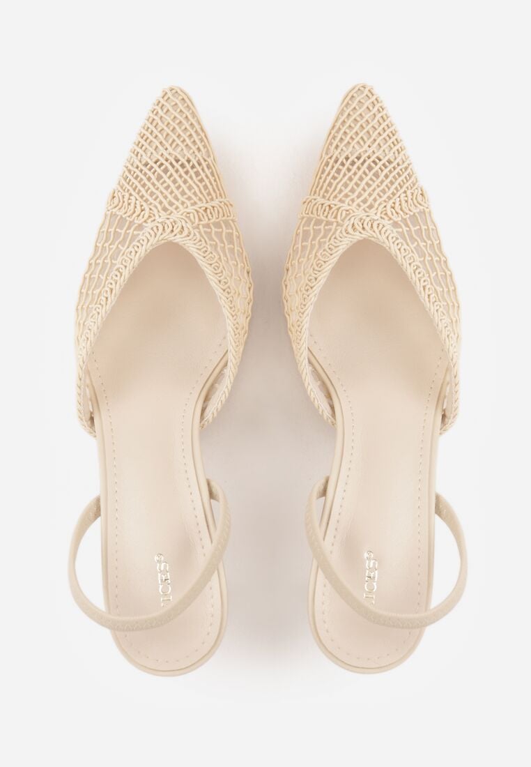 Beżowe Szpilki VICES Ozdobione Siateczką Coraerial 6