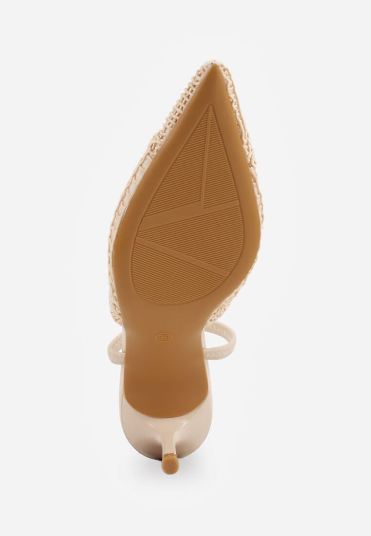 Beżowe Szpilki VICES Ozdobione Siateczką Coraerial 7