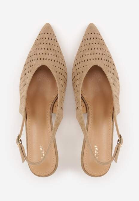 Ciemnobeżowe Czółenka Slingback VICES na Kaczuszce z Ażurową Cholewką Klephei 6