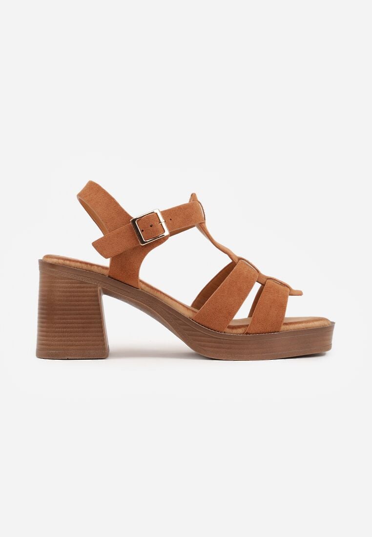 Brązowe Sandały VICES na Słupku i Platformie z Geometrycznymi Paskami Undilis 4