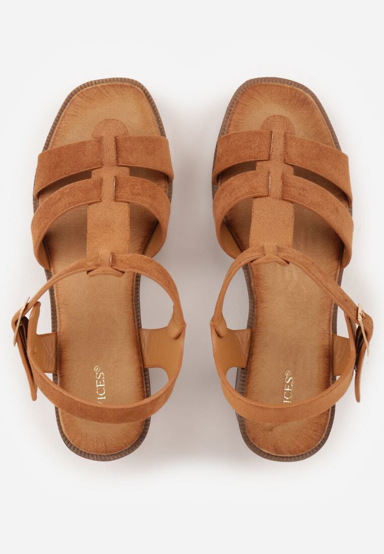 Brązowe Sandały VICES na Słupku i Platformie z Geometrycznymi Paskami Undilis 6