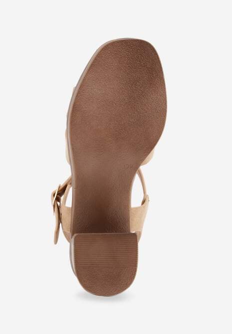 Ciemnobeżowe Sandały VICES na Słupku i Platformie z Geometrycznymi Paskami Undilis 7