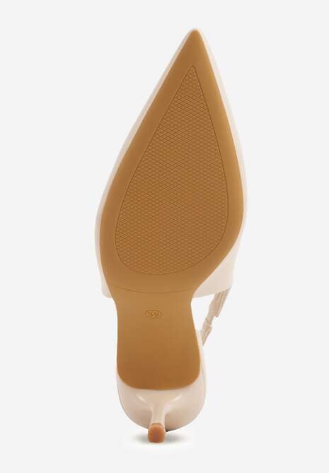 Beżowe Szpilki Slingback VICES z Cholewką z Wycięciem V Natonale 7