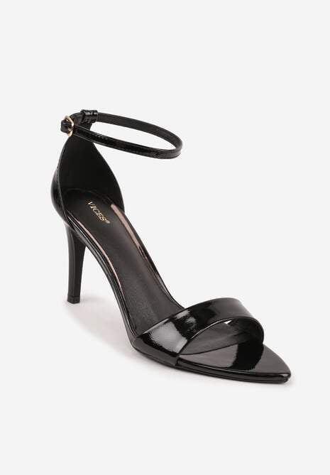 Czarne Lekkie Sandały VICES na Szpilce Zapinane na Sprzączkę Hekis 5