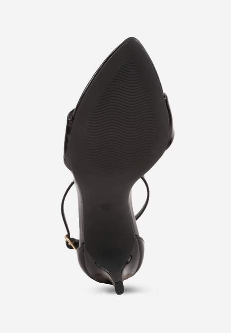 Czarne Lekkie Sandały VICES na Szpilce Zapinane na Sprzączkę Hekis 7