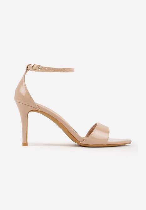 Ciemnobeżowe Lekkie Sandały VICES na Szpilce Zapinane na Sprzączkę Hekis 4