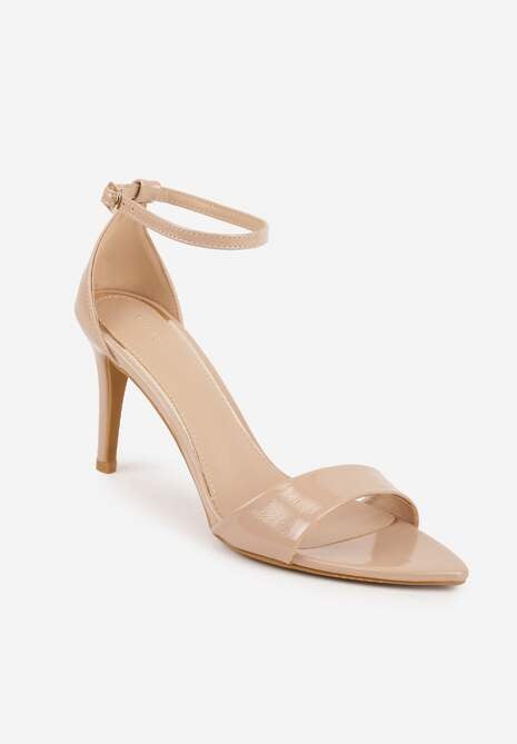 Ciemnobeżowe Lekkie Sandały VICES na Szpilce Zapinane na Sprzączkę Hekis 5