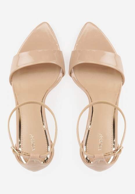 Ciemnobeżowe Lekkie Sandały VICES na Szpilce Zapinane na Sprzączkę Hekis 6