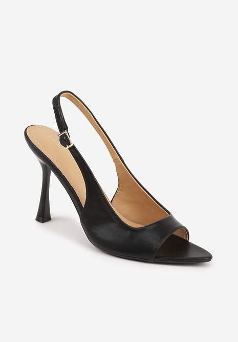 Czarne Sandały Slingback VICES na Szpilce z Odkrytym Noskiem Blooma 5