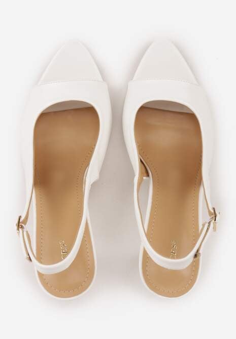 Białe Sandały Slingback VICES na Szpilce z Odkrytym Noskiem Blooma 6
