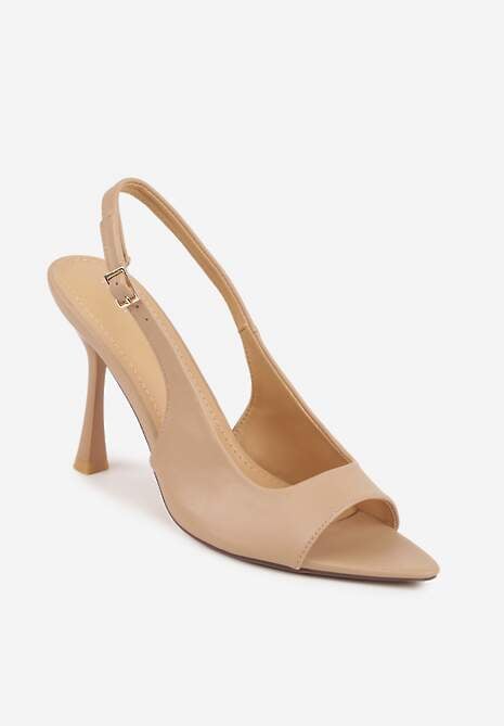 Ciemnobeżowe Sandały Slingback VICES na Szpilce z Odkrytym Noskiem Blooma 5