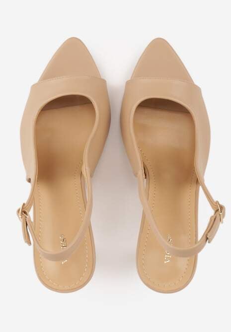 Ciemnobeżowe Sandały Slingback VICES na Szpilce z Odkrytym Noskiem Blooma 6