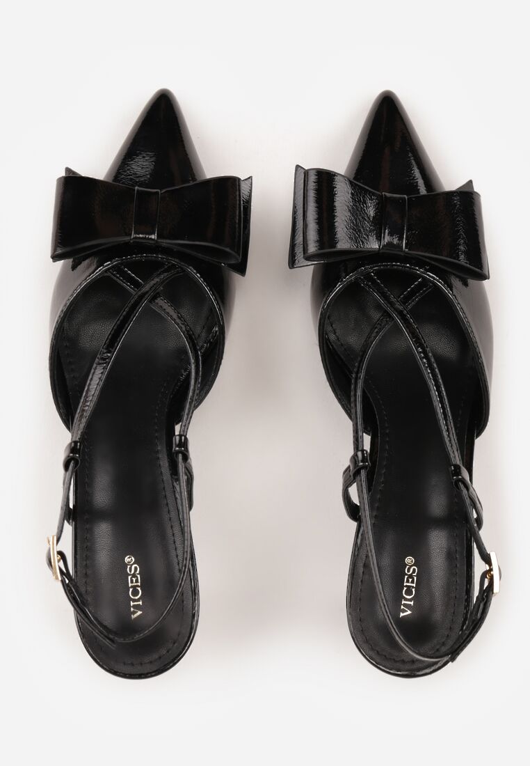 Czarne Szpilki VICES z Aplikacją w Kształcie Kokardy Evithe 6