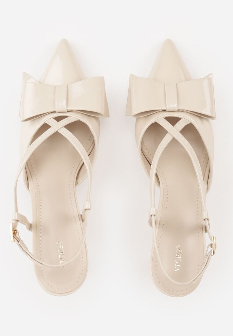 Beżowe Szpilki VICES z Aplikacją w Kształcie Kokardy Evithe 6