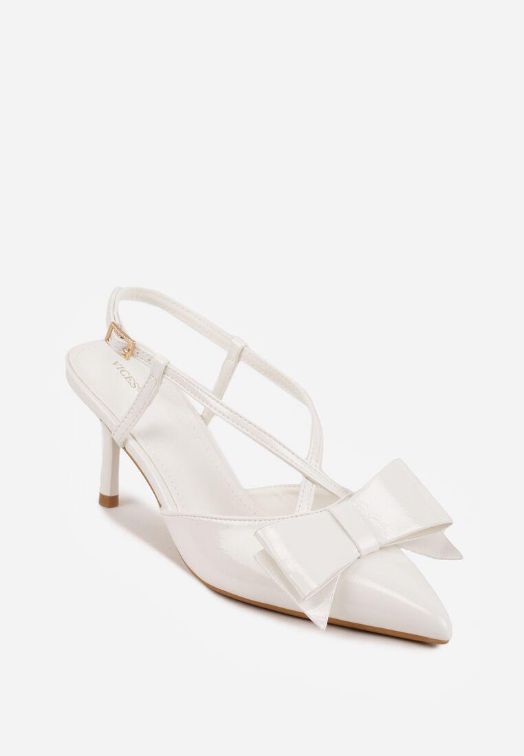 Białe Szpilki VICES z Aplikacją w Kształcie Kokardy Evithe 5