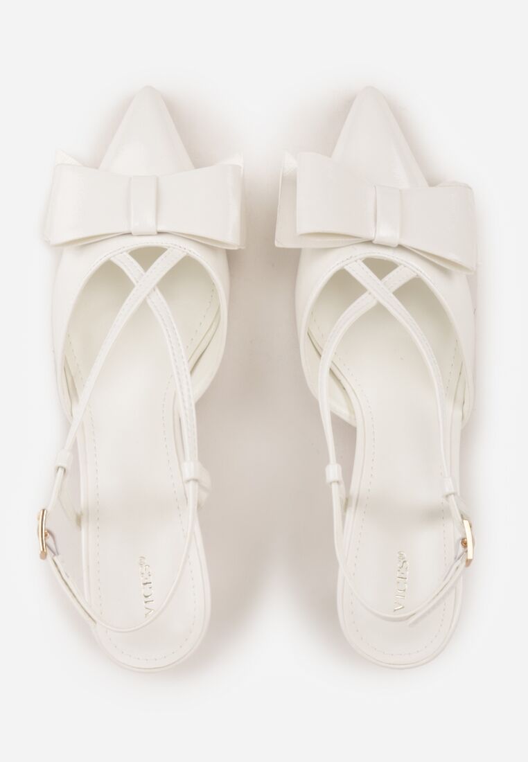 Białe Szpilki VICES z Aplikacją w Kształcie Kokardy Evithe 6