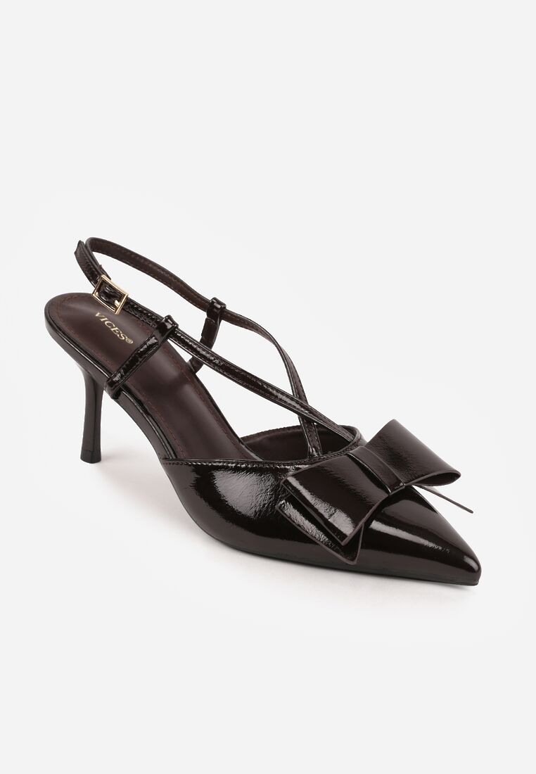 Brązowe Szpilki VICES z Aplikacją w Kształcie Kokardy Evithe 5