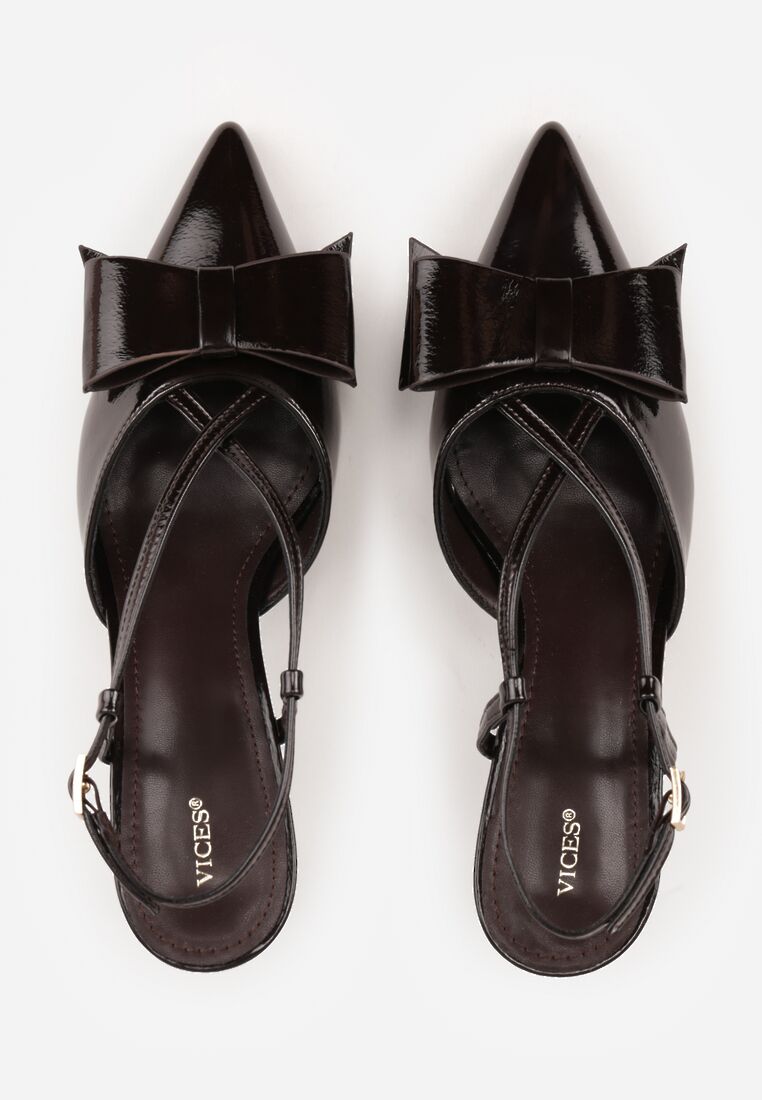 Brązowe Szpilki VICES z Aplikacją w Kształcie Kokardy Evithe 6