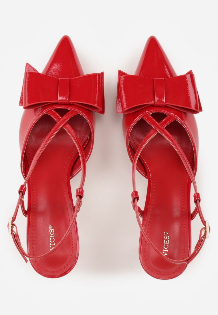 Czerwone Szpilki VICES z Aplikacją w Kształcie Kokardy Evithe 6