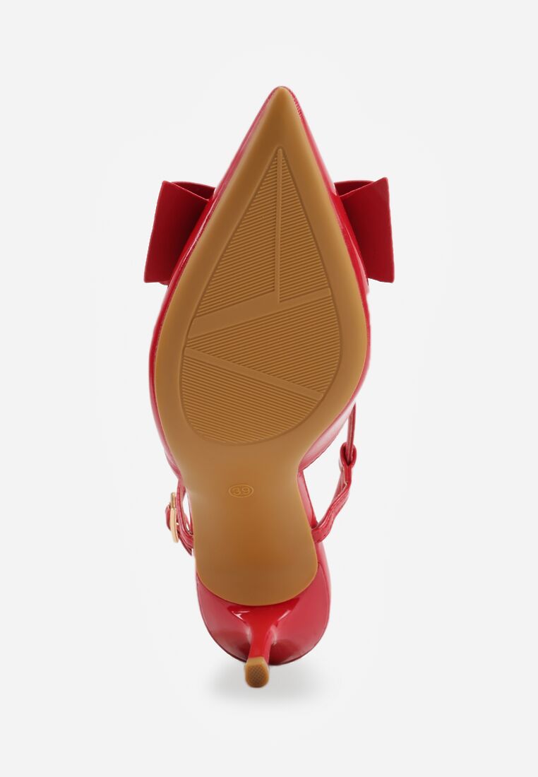 Czerwone Szpilki VICES z Aplikacją w Kształcie Kokardy Evithe 7