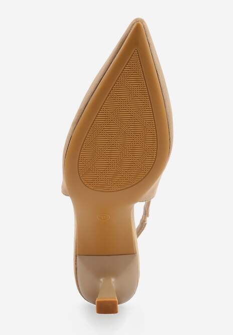 Ciemnobeżowe Czółenka VICES Typu Slingback na Geometrycznej Szpilce Aziressa 7