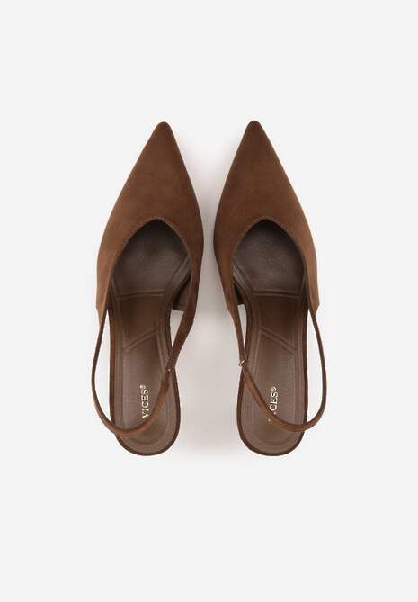 Ciemnobrązowe Czółenka VICES Typu Slingback na Geometrycznej Szpilce Aziressa 6