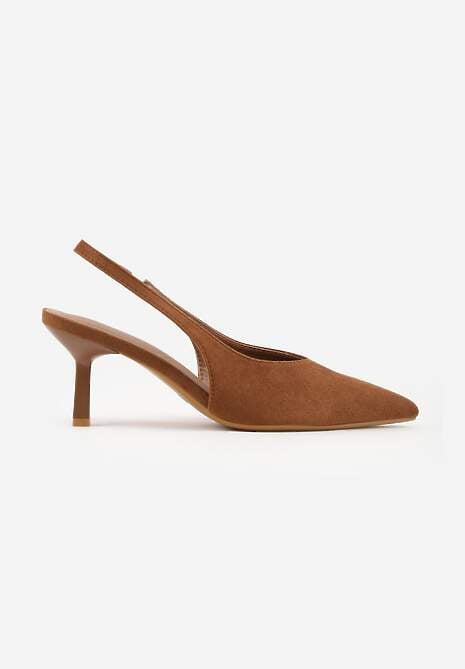 Brązowe Czółenka VICES Typu Slingback na Geometrycznej Szpilce Aziressa 4