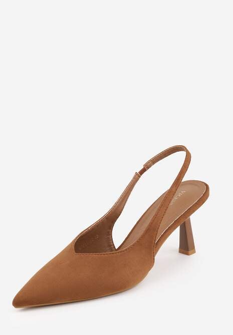 Brązowe Czółenka VICES Typu Slingback na Geometrycznej Szpilce Aziressa 5