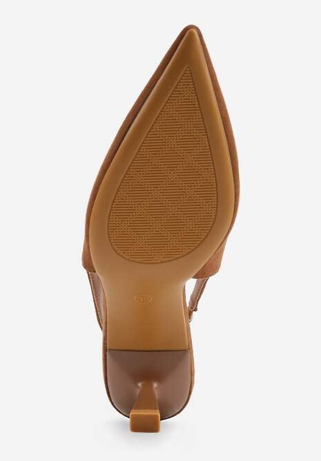 Brązowe Czółenka VICES Typu Slingback na Geometrycznej Szpilce Aziressa 7