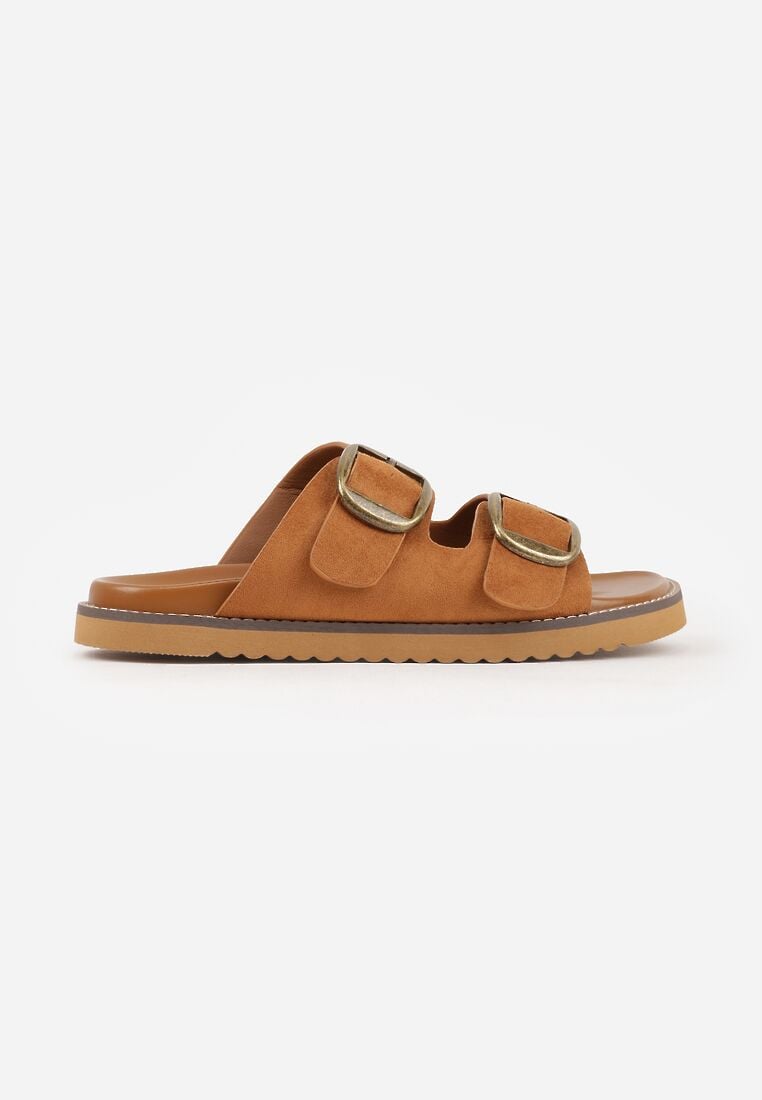 Jasnobrązowe Klapki VICES Ozdobione Dużymi Klamrami Jenniviane 4