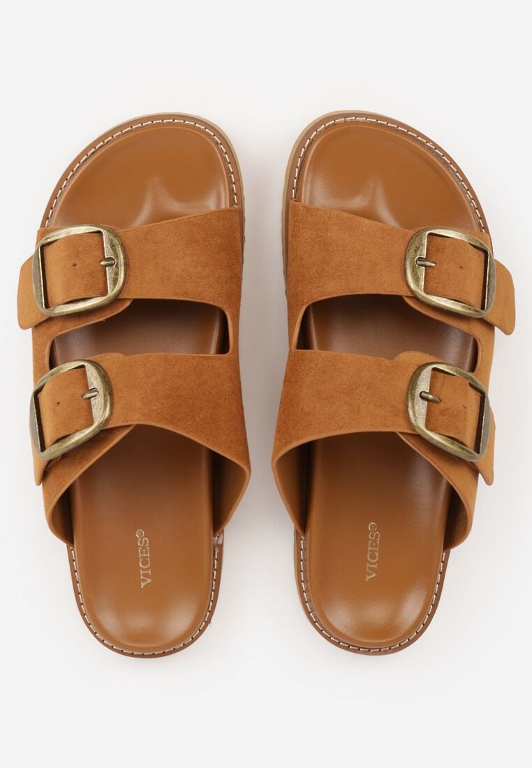 Jasnobrązowe Klapki VICES Ozdobione Dużymi Klamrami Jenniviane 6
