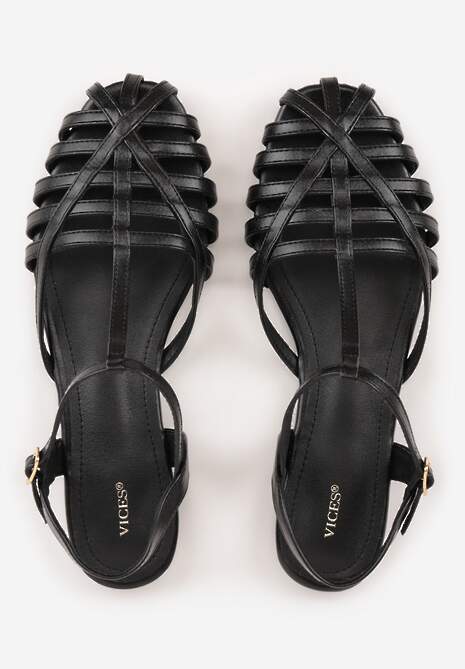 Czarne Sandały VICES Ozdobione Cienkimi Paskami Calodora 6