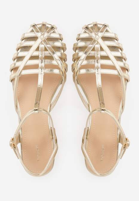 Złote Sandały VICES Ozdobione Cienkimi Paskami Calodora 6