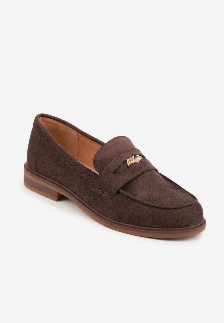Ciemnobrązowe Mokasyny VICES ze Skórzaną Wkładką i Metaliczną Ozdobą Sereisana 5