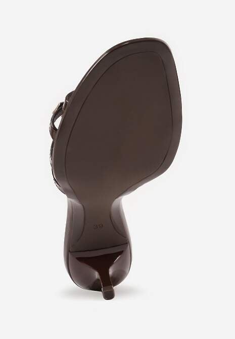 Brązowe Klapki VICES na Obcasie Kaczuszka z Ozdobną Kokardką Hesephone 7