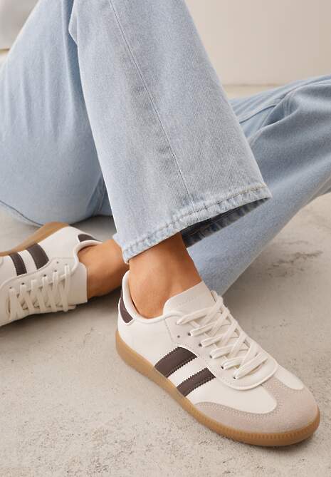 Beżowo-Brązowe Sneakersy VICES o Fasonie Klasycznych Tenisówek Azimina