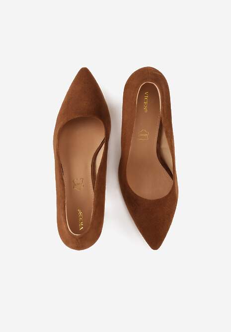 Brązowe Casualowe Czółenka na Słupku Vices z Wkładką ze Skóry Naturalnej Maidra 6