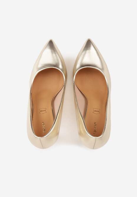 Jasnozłote Szpilki Vices w Klasycznym Stylu z Wkładką ze Skóry Naturalnej Innaris 6