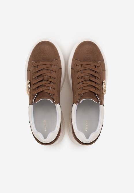 Jasnobrązowe Sneakersy Vices na Platformie Ozdobione Metaliczną Aplikacją Tatellia 6