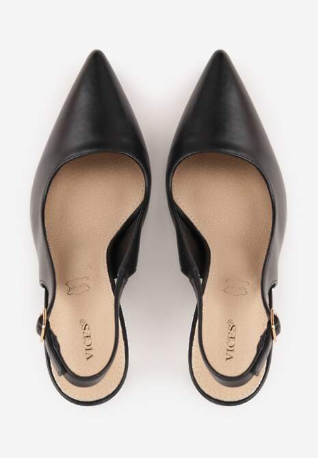 Czarne Szpilki VICES Slingback z Wkładką ze Skóry Naturalnej  Zoretta 6