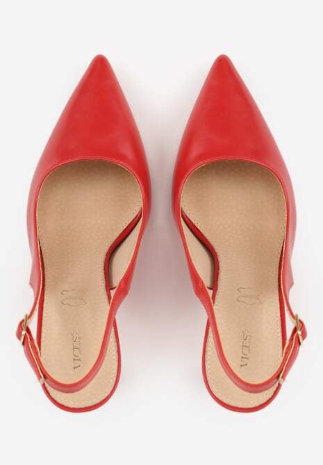 Czerwone Szpilki VICES Slingback z Wkładką ze Skóry Naturalnej  Zoretta 6